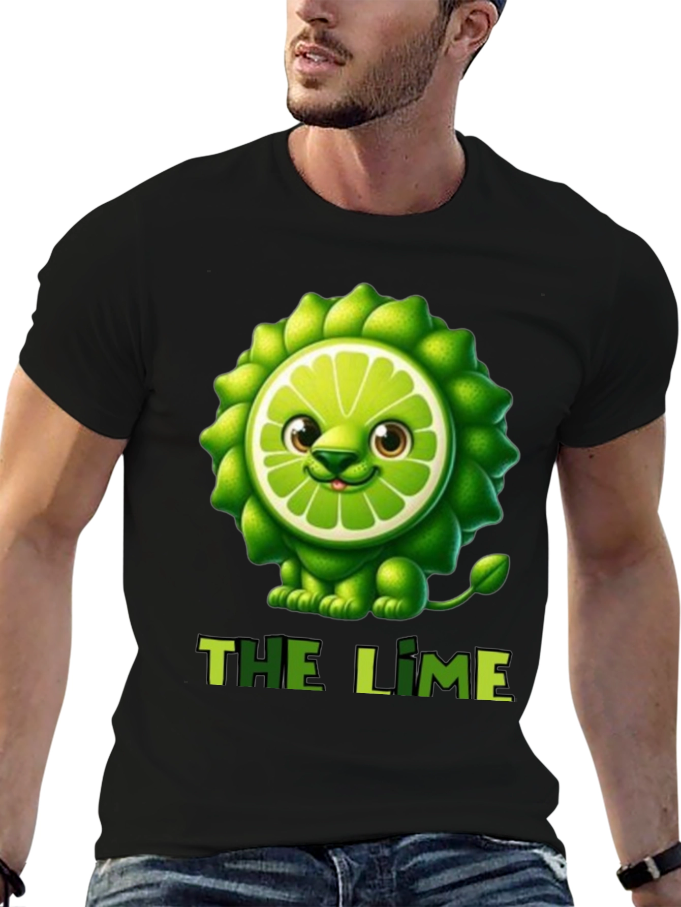 Lime Lion Graphic Tee - Unique Fruit Animal T-Shirt