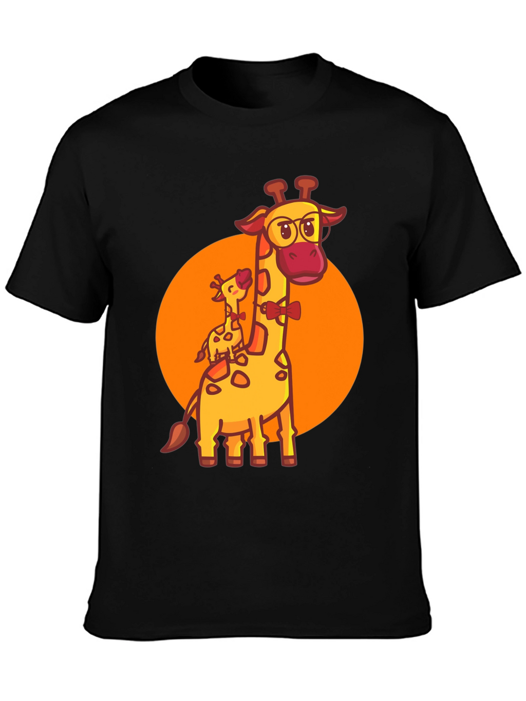Giraffe Family Graphic Tee - Black Crew Neck