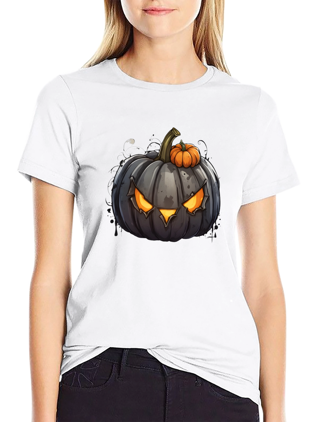 Halloween Pumpkin Graphic Tee - Mens Black T-Shirt