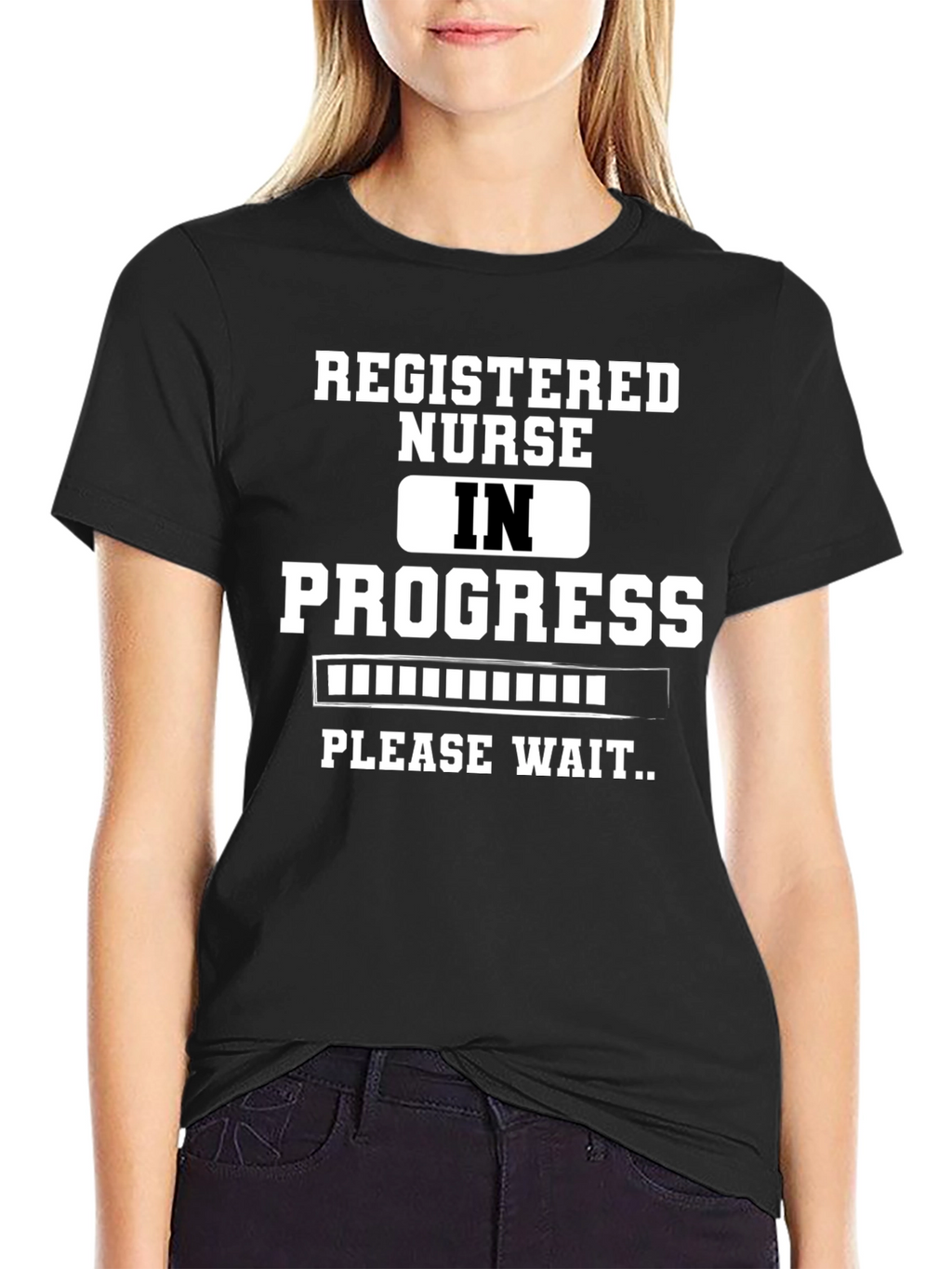 Registered Nurse In Progress Black Graphic T-Shirt