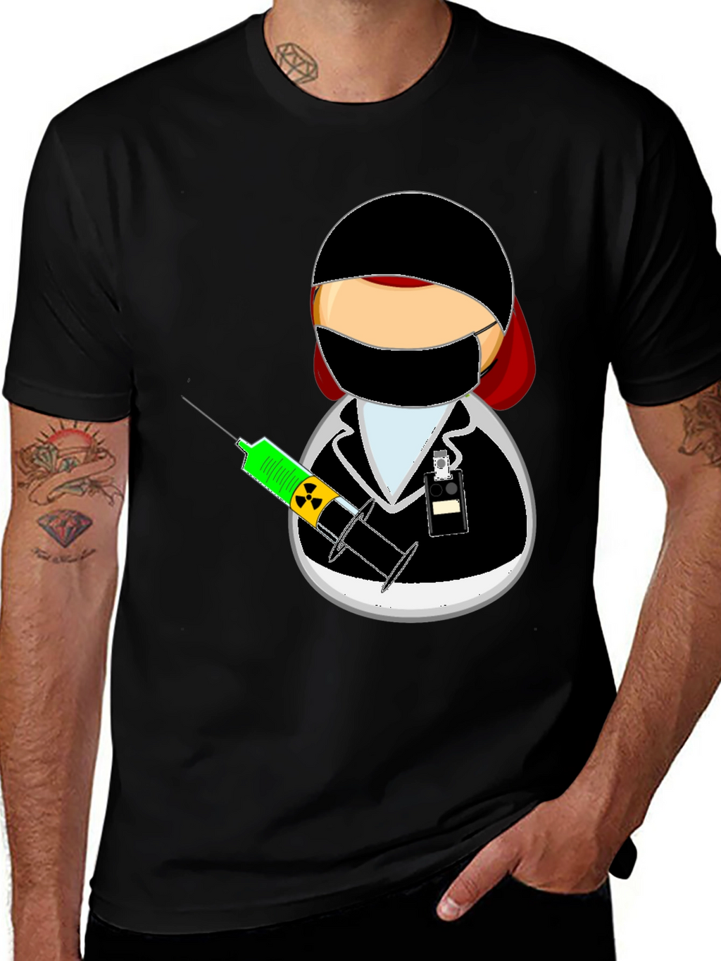 Doctor Cartoon Black T-Shirt