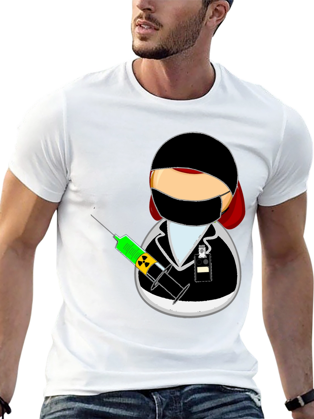 Doctor Cartoon Black T-Shirt