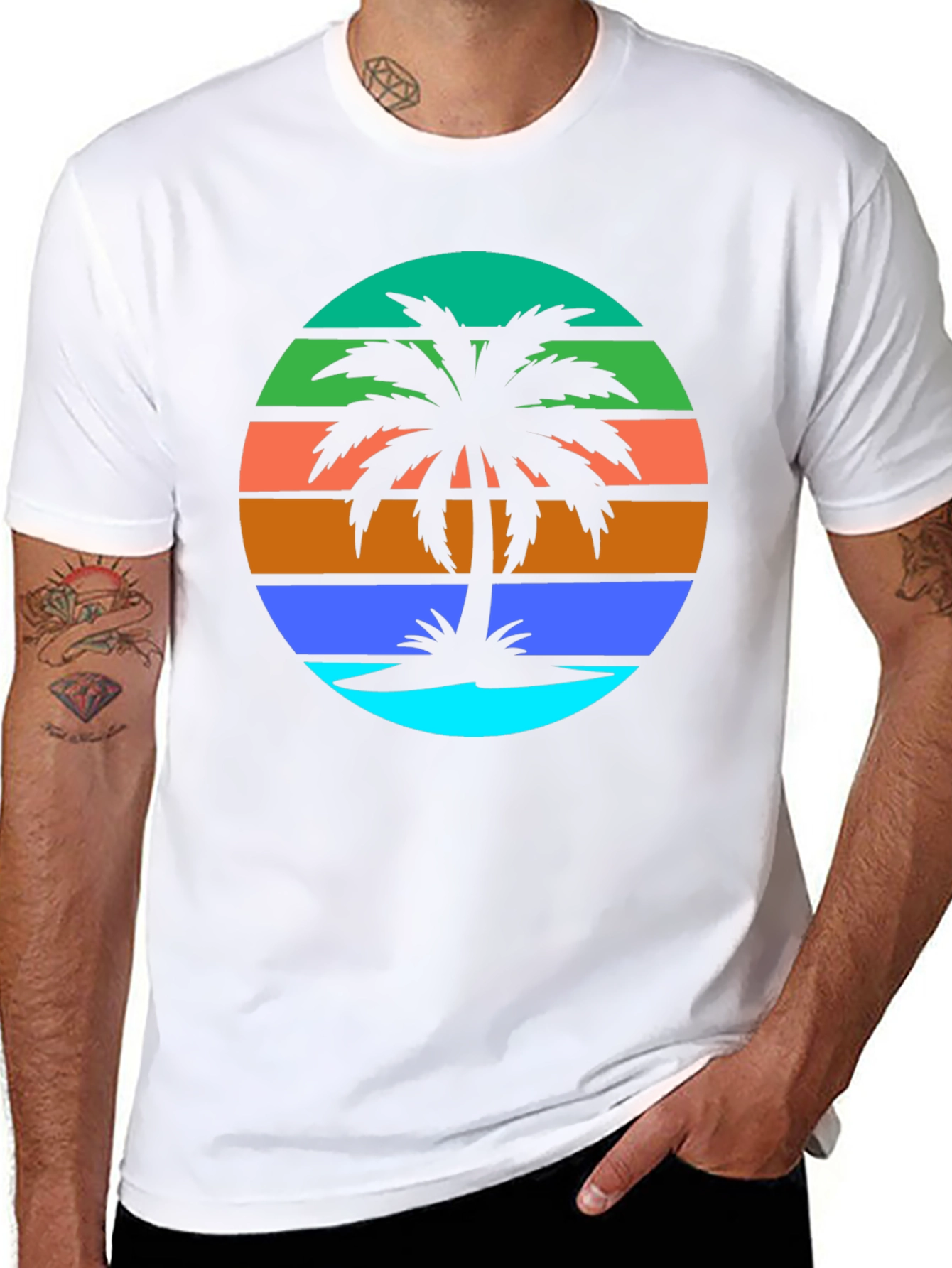 Retro Palm Tree Graphic Tee - Summer Vibes