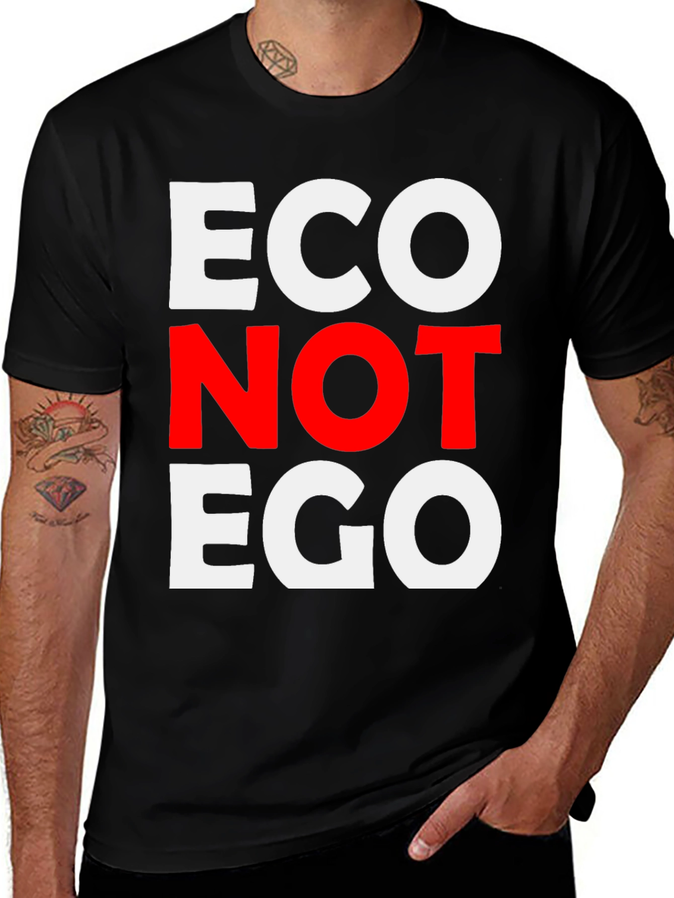 Eco Not Ego Graphic Tee - Black