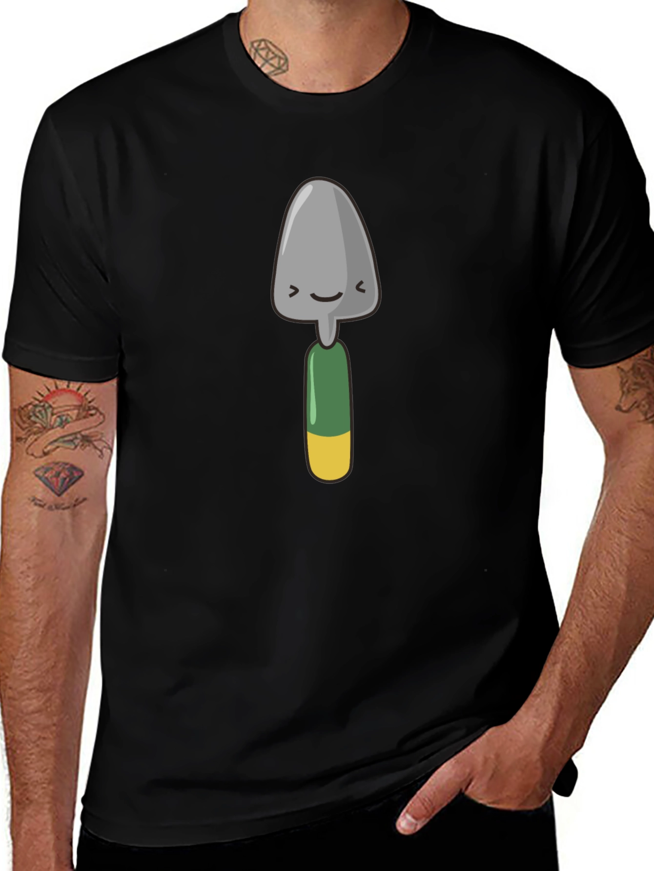 Cute Gardening Trowel Graphic Tee - Black