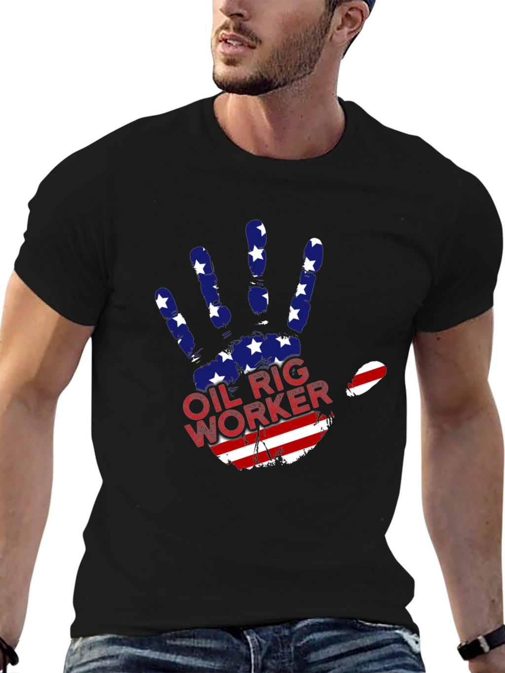 Oil Rig Worker Patriotic Hand T-Shirt
