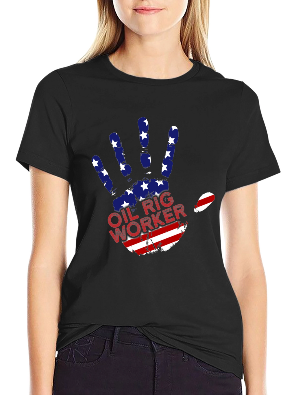 Oil Rig Worker Patriotic Hand T-Shirt