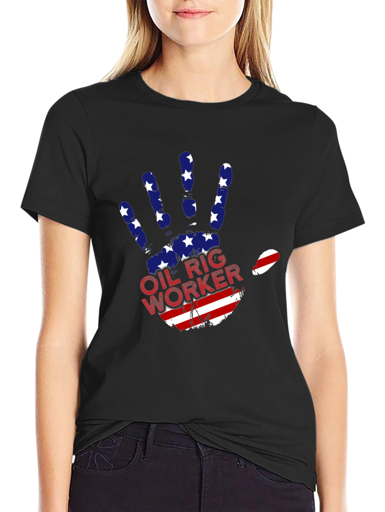 Oil Rig Worker Patriotic Hand T-Shirt