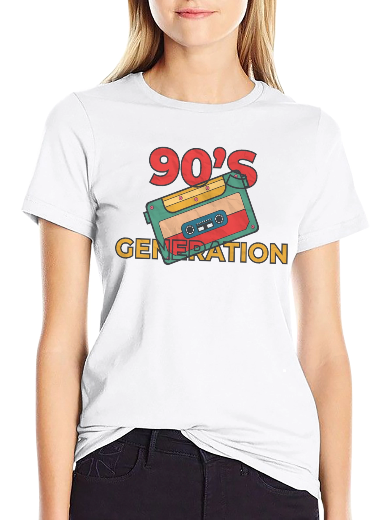 90s Generation Cassette Tape Graphic Tee - Retro Style