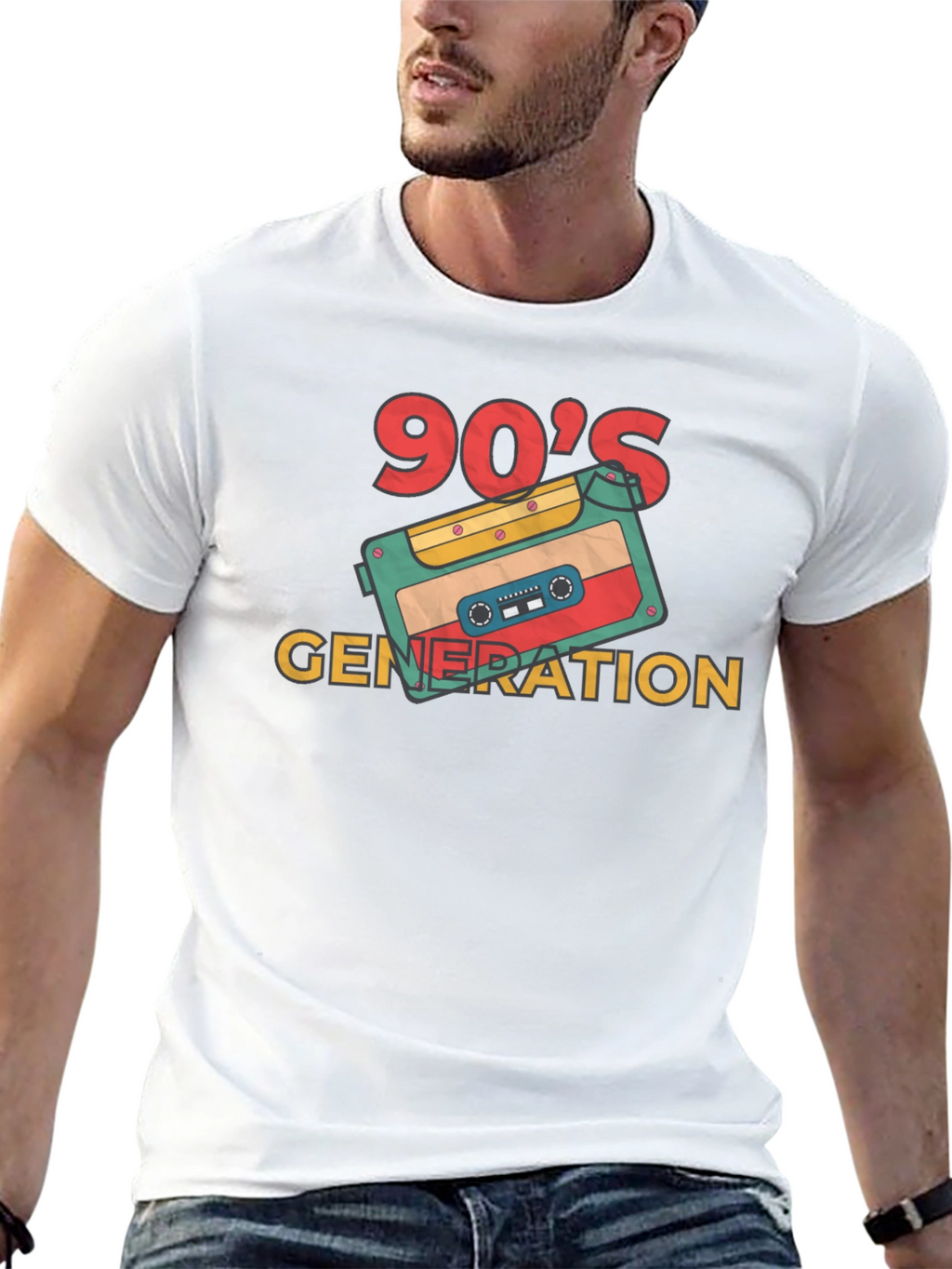 90s Generation Cassette Tape Graphic Tee - Retro Style