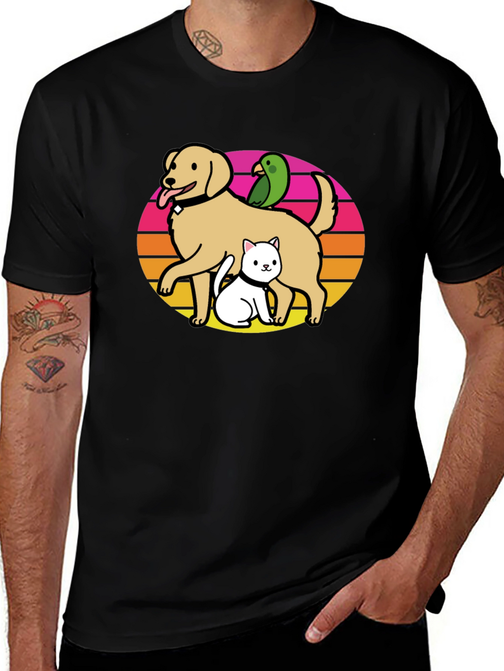 Dog Cat Bird T-Shirt: Retro Pet Lover Tee