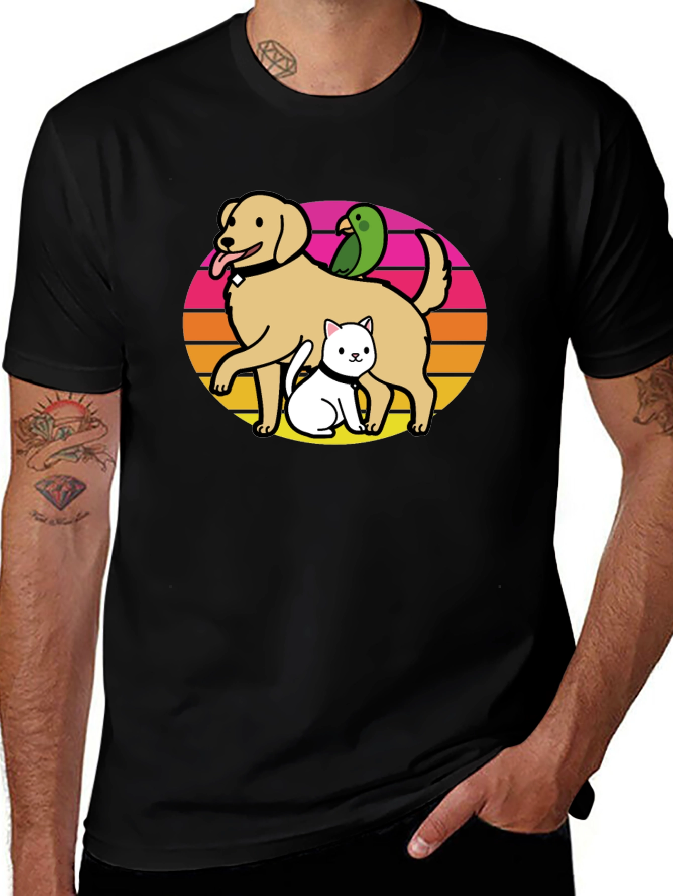 Dog Cat Bird T-Shirt: Retro Pet Lover Tee