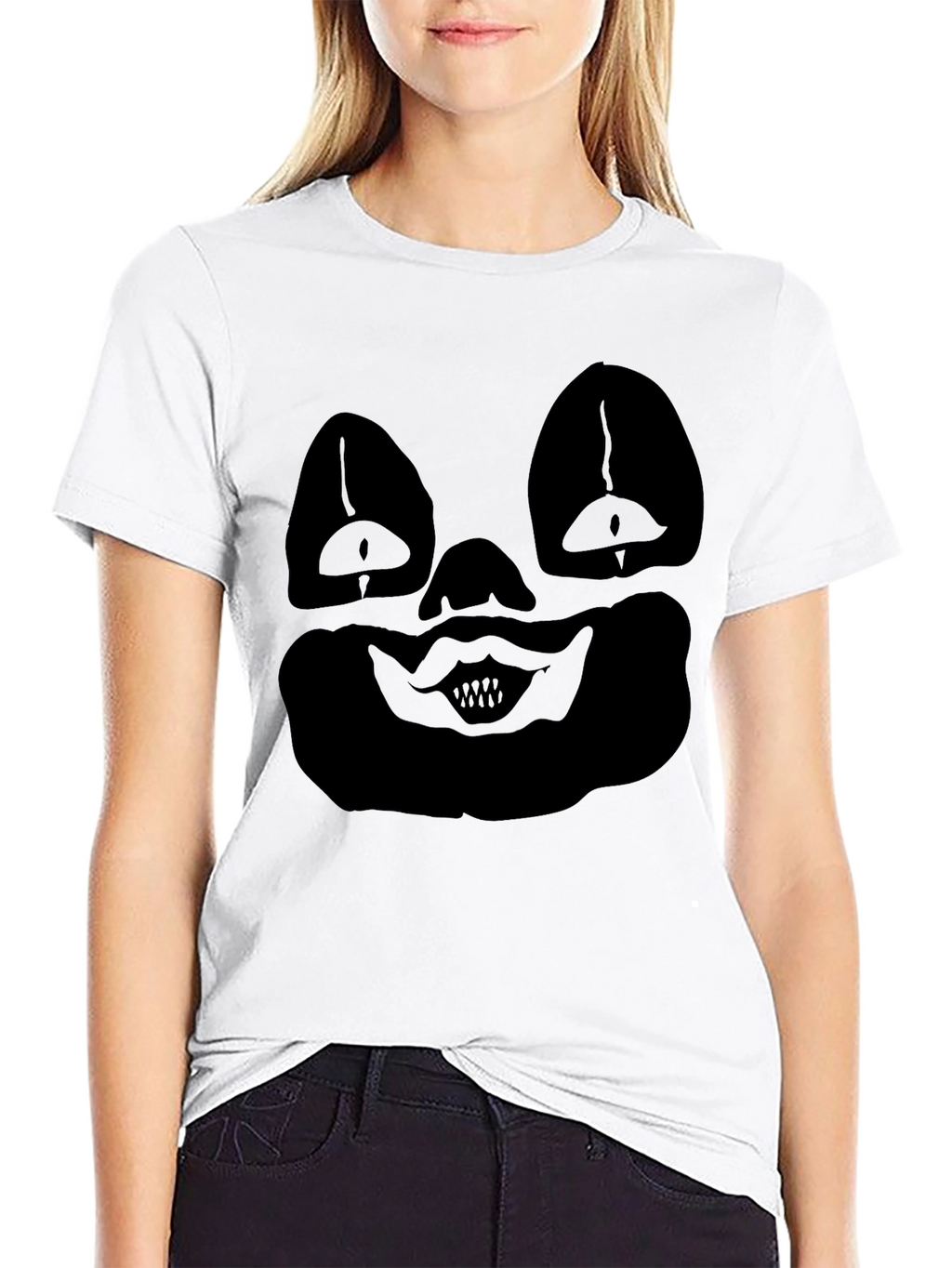 Creepy Clown Face Graphic Black T-Shirt