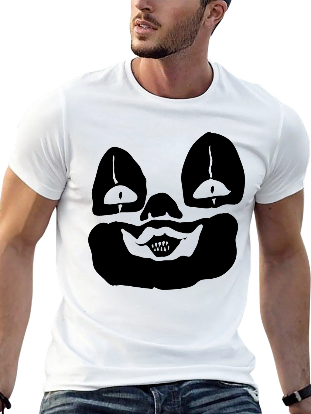 Creepy Clown Face Graphic Black T-Shirt