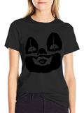 Creepy Clown Face Graphic Black T-Shirt