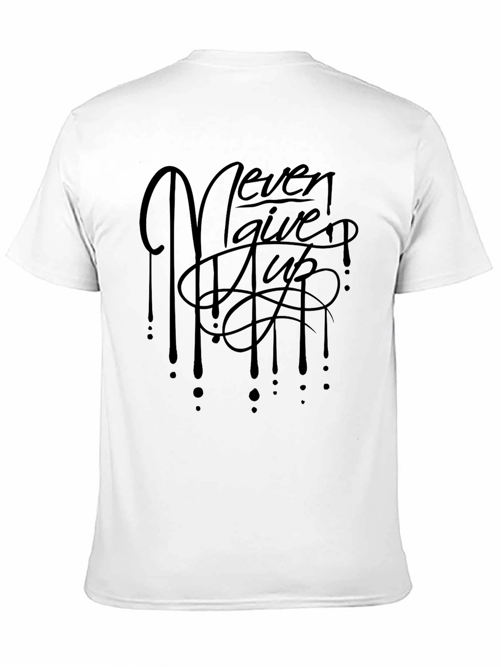 Never Give Up Black Graphic T-Shirt