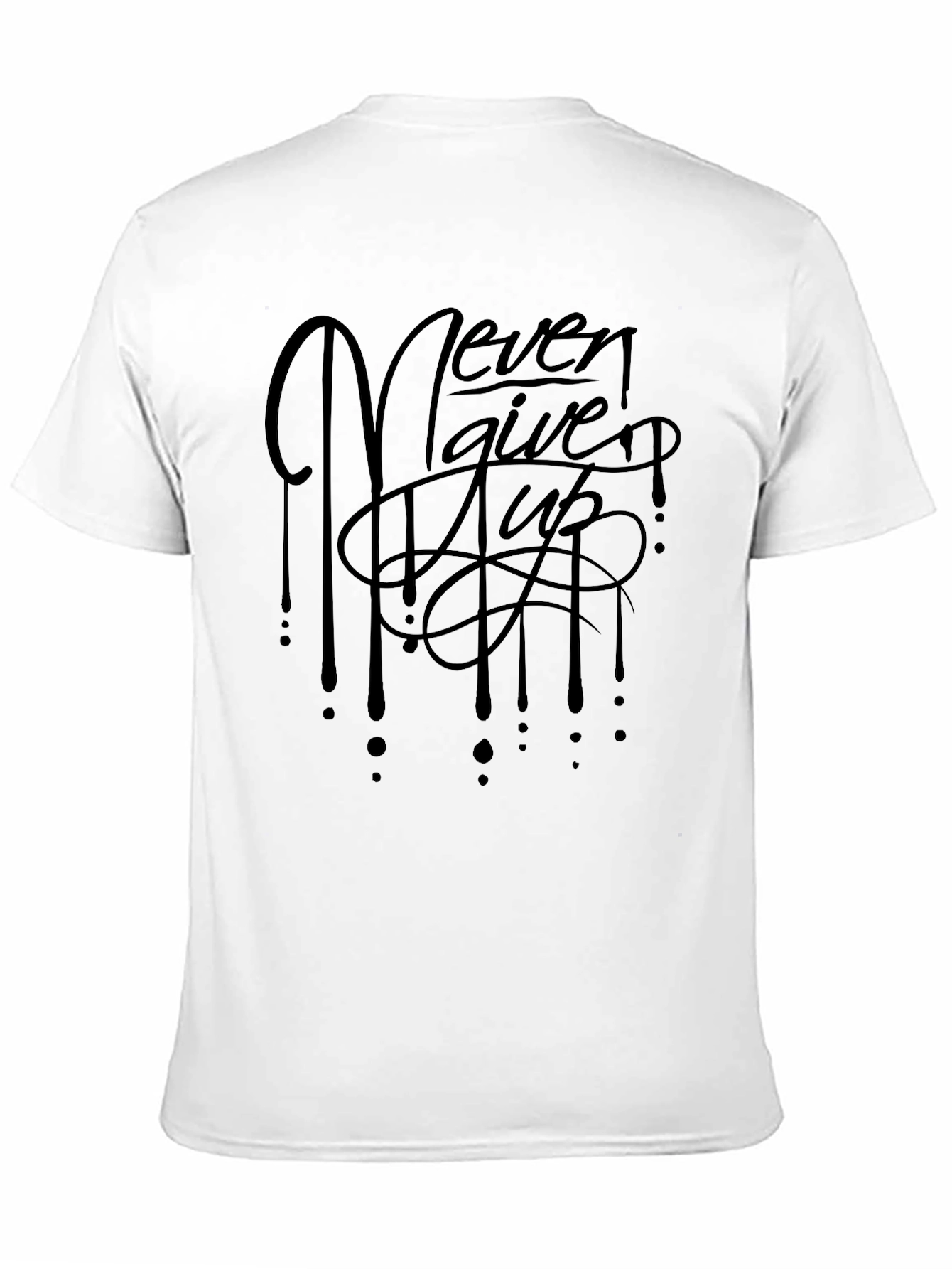 Never Give Up Black Graphic T-Shirt