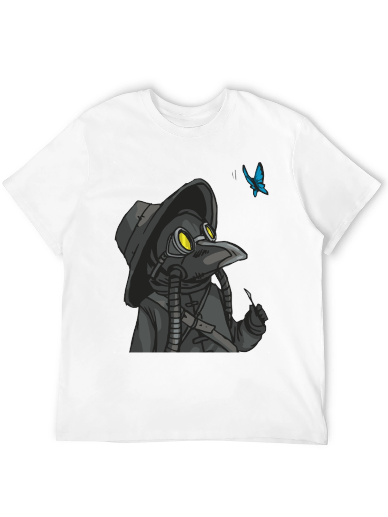 Plague Doctor Butterfly Graphic T-Shirt - Black