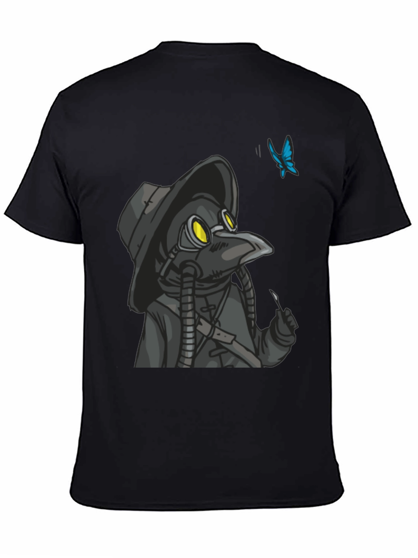 Plague Doctor Butterfly Graphic T-Shirt - Black