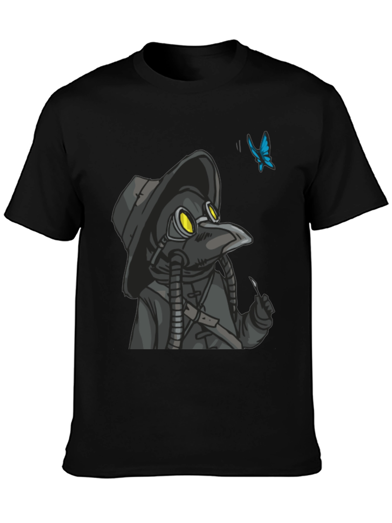 Plague Doctor Butterfly Graphic T-Shirt - Black
