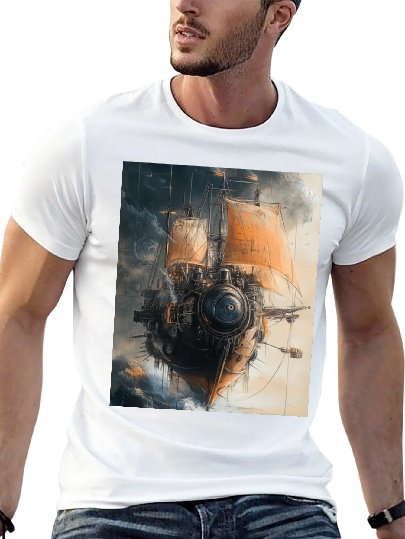 Steampunk Airship T-Shirt - Unique Graphic Tee