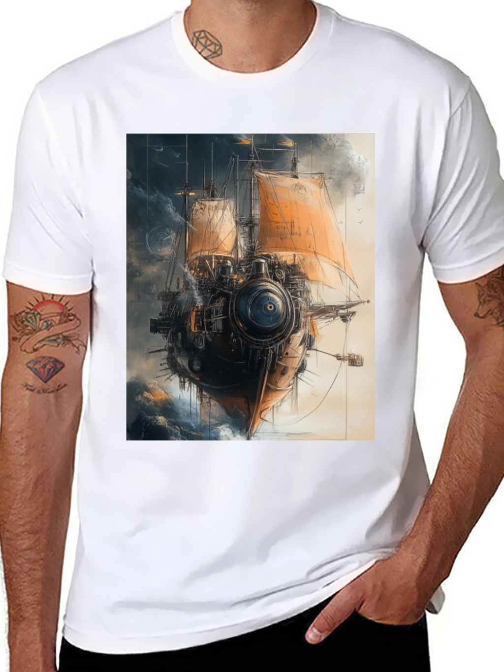 Steampunk Airship T-Shirt - Unique Graphic Tee