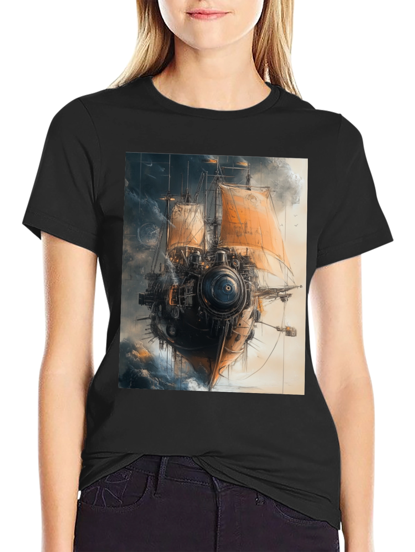 Steampunk Airship T-Shirt - Unique Graphic Tee