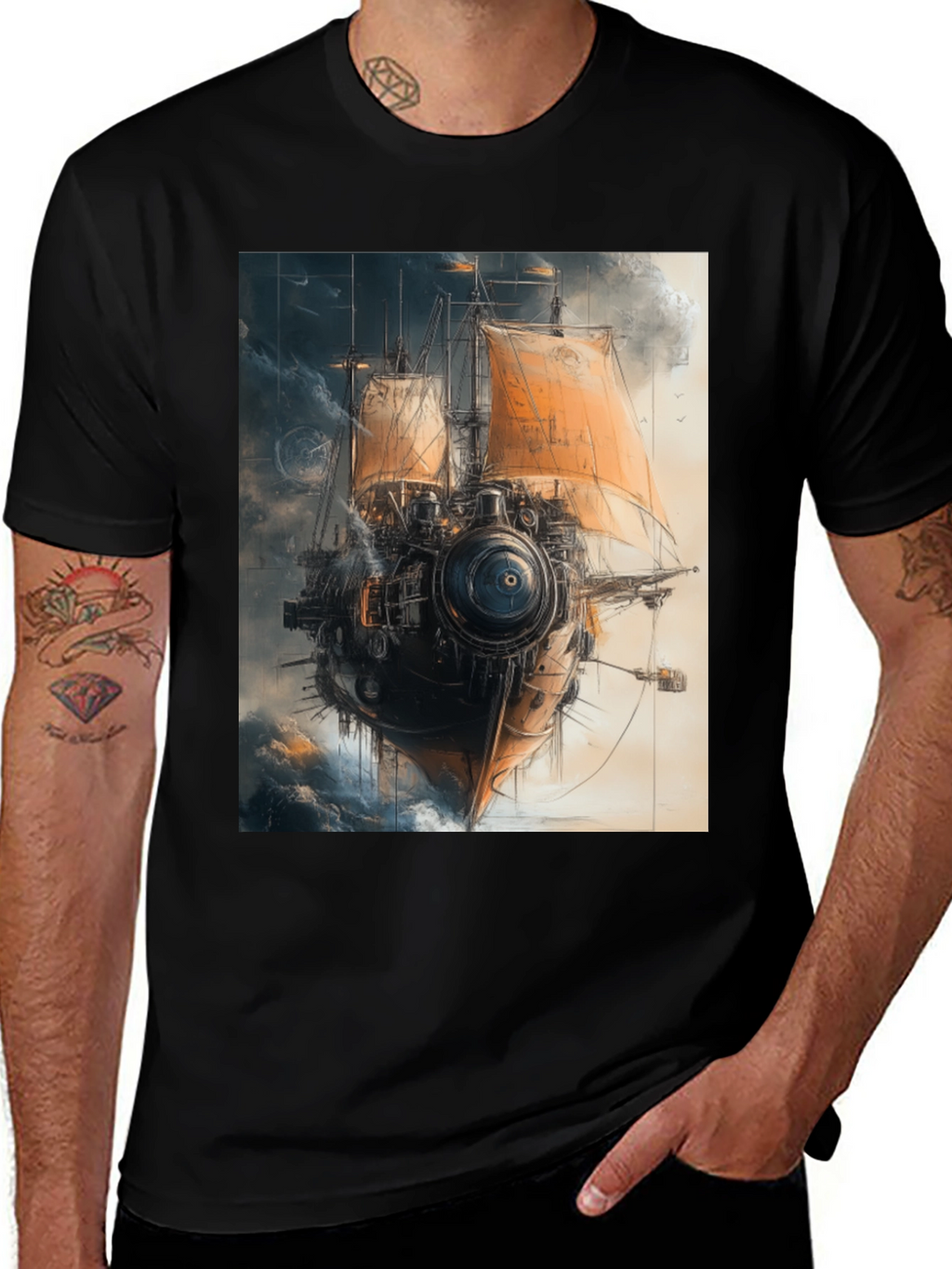 Steampunk Airship T-Shirt - Unique Graphic Tee