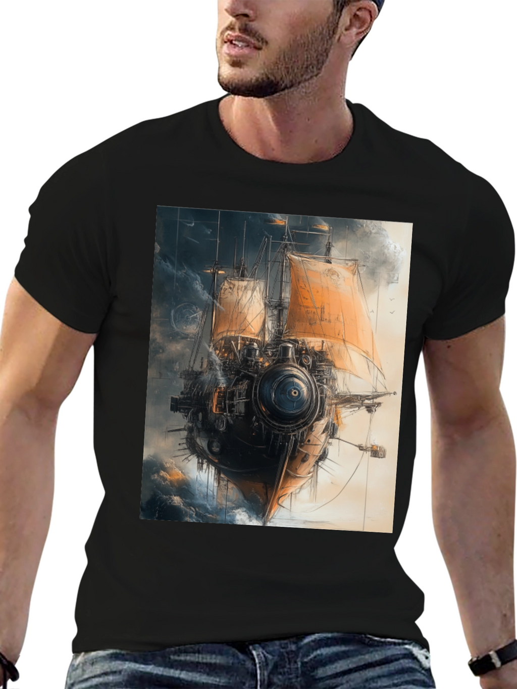 Steampunk Airship T-Shirt - Unique Graphic Tee