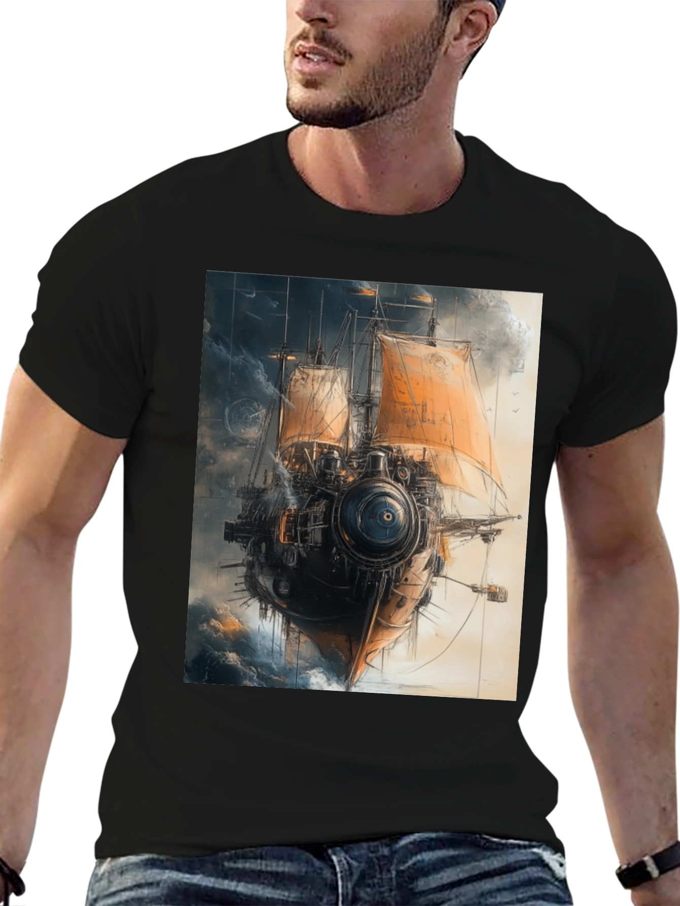 Steampunk Airship T-Shirt - Unique Graphic Tee