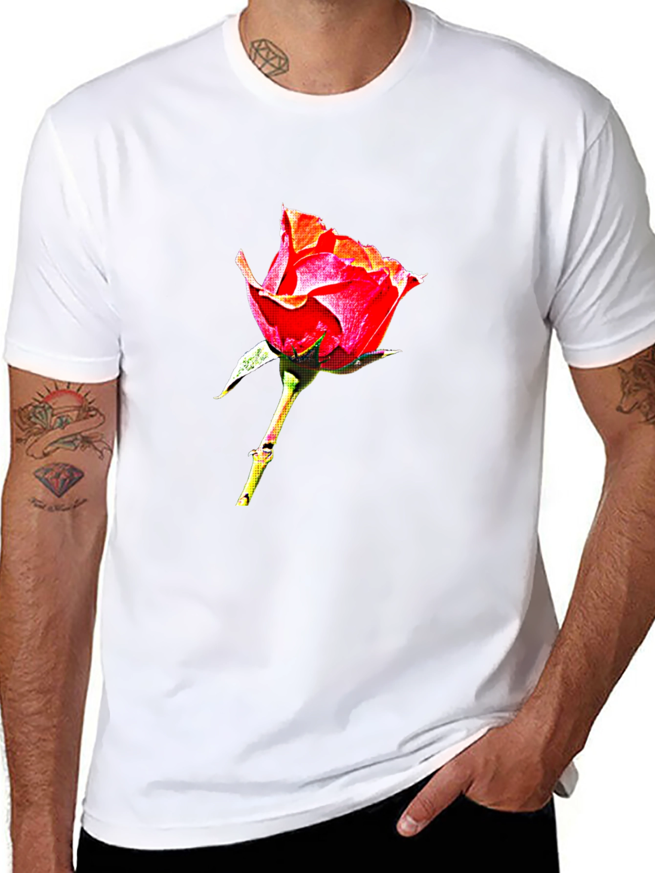 Rose Graphic Tee - Elegant Floral Design