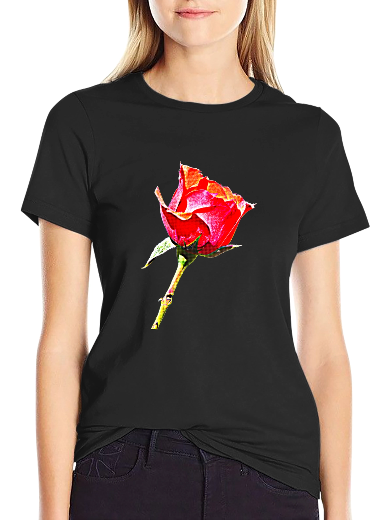 Rose Graphic Tee - Elegant Floral Design