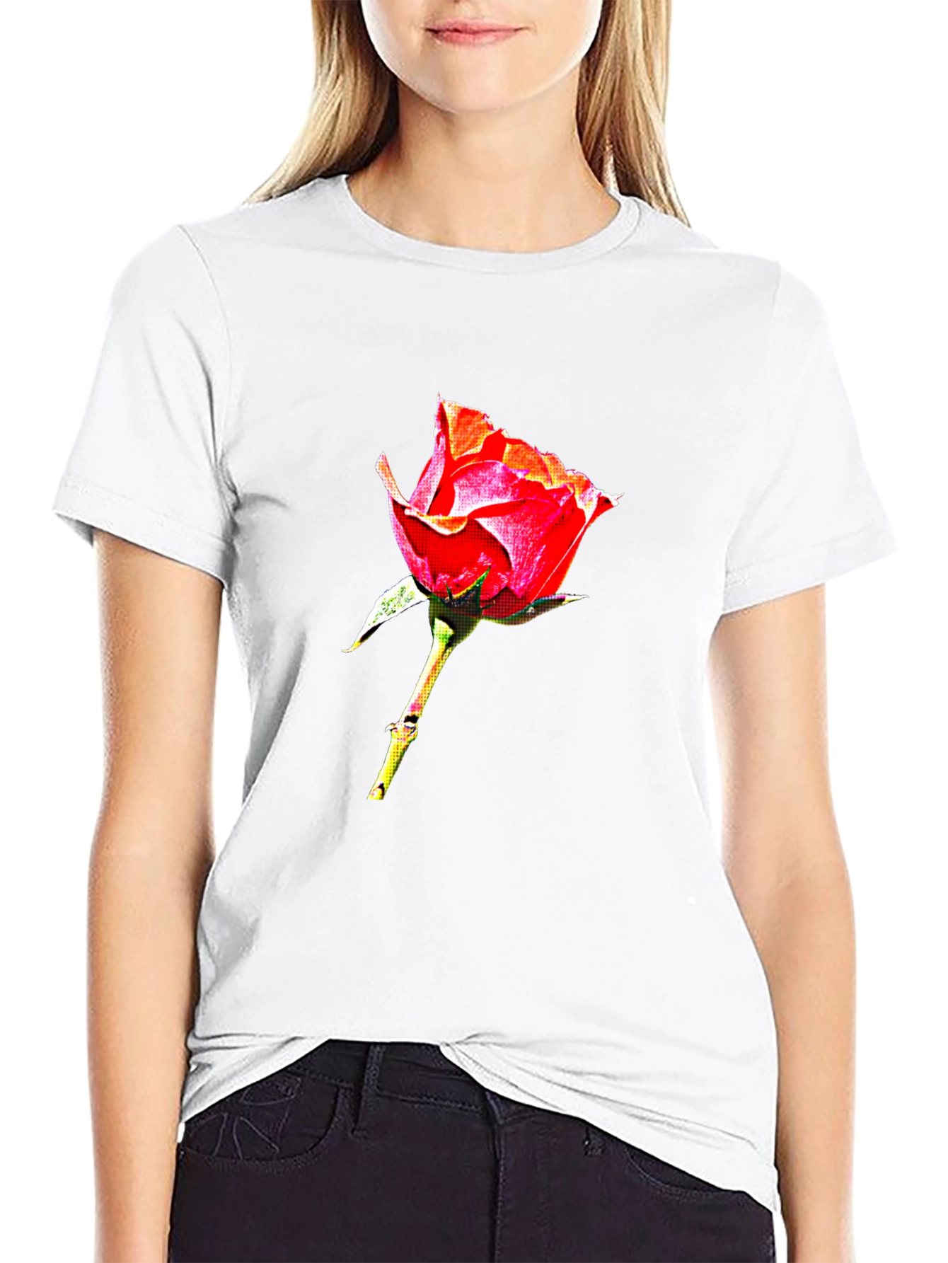 Rose Graphic Tee - Elegant Floral Design