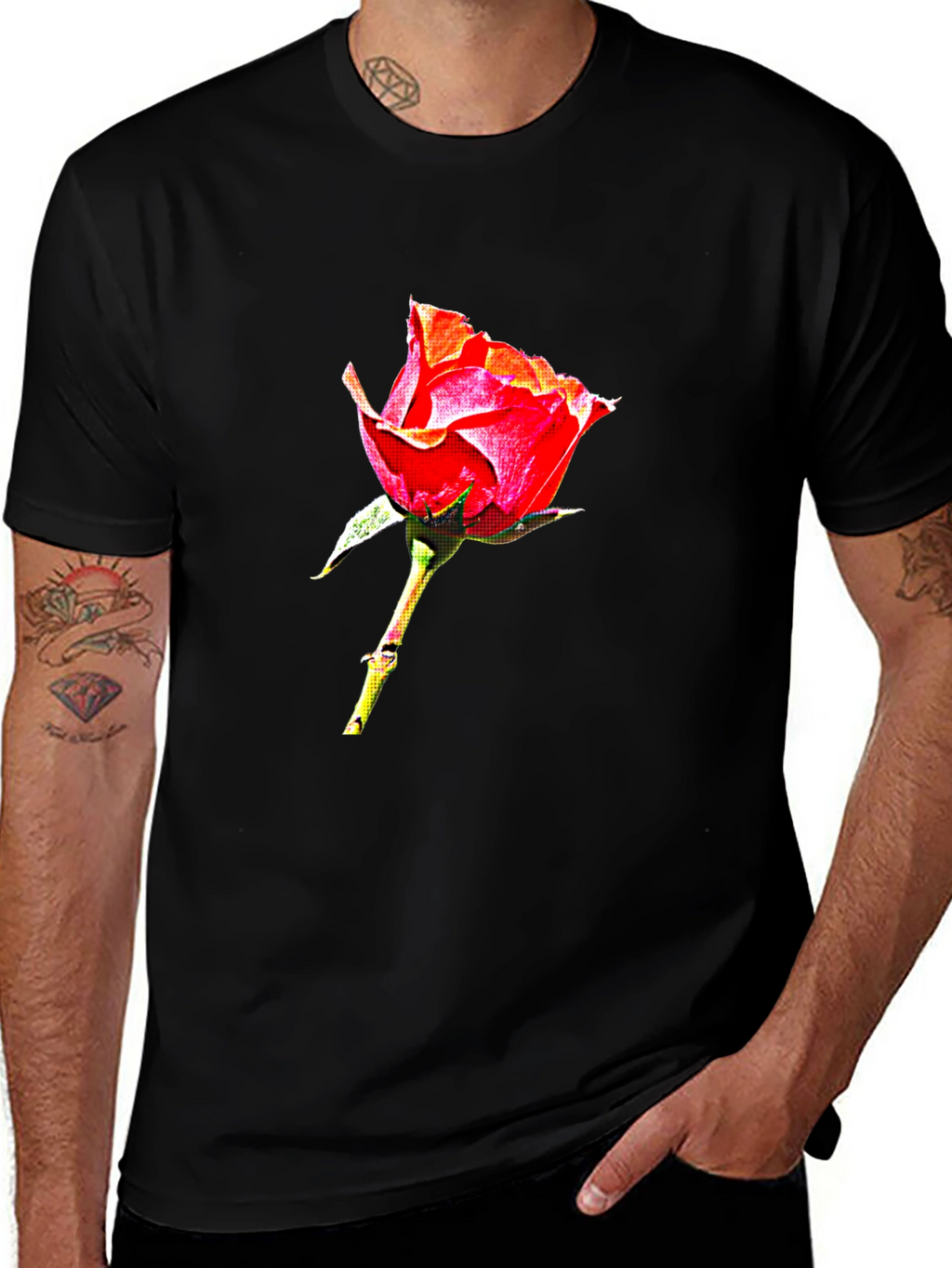 Rose Graphic Tee - Elegant Floral Design