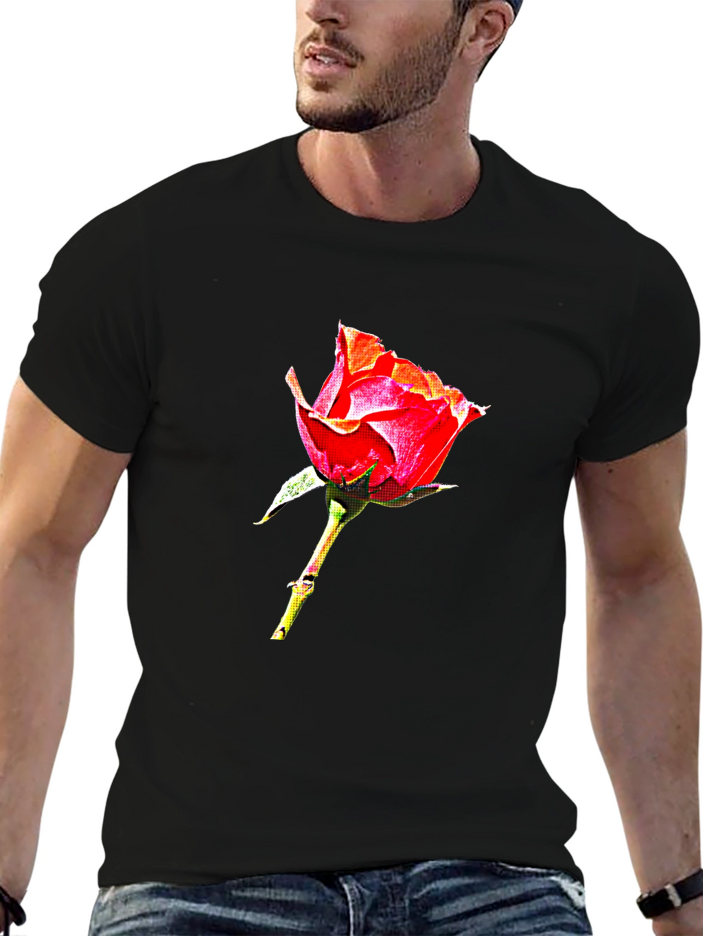 Rose Graphic Tee - Elegant Floral Design
