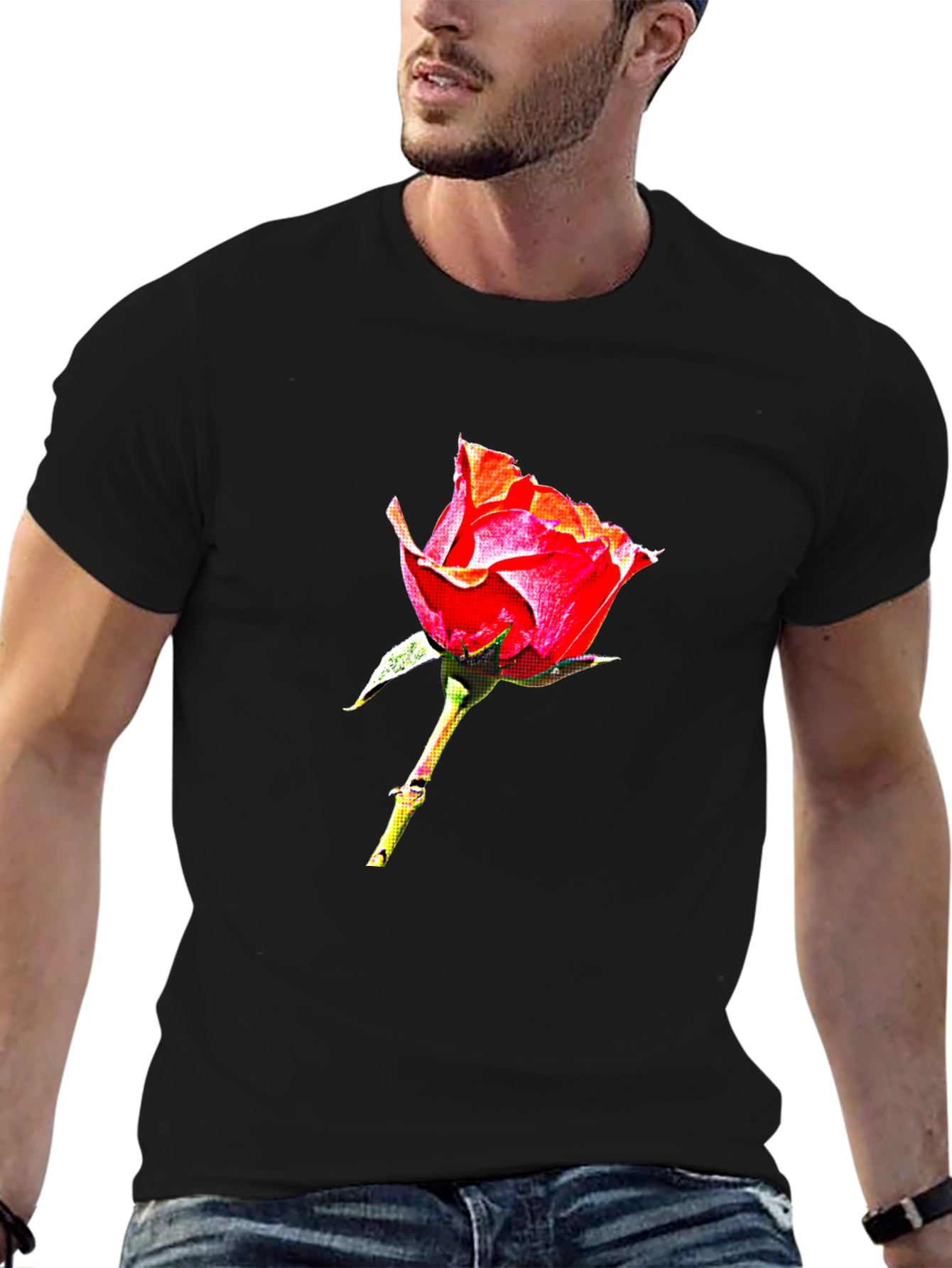 Rose Graphic Tee - Elegant Floral Design