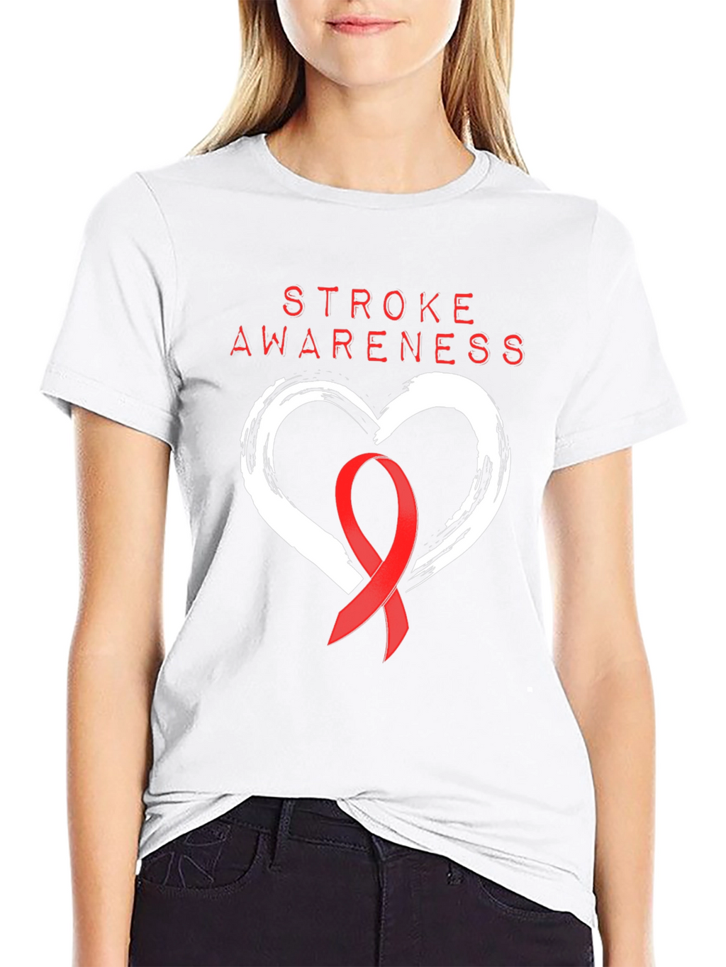 Stroke Awareness T-Shirt - Heart Ribbon Graphic