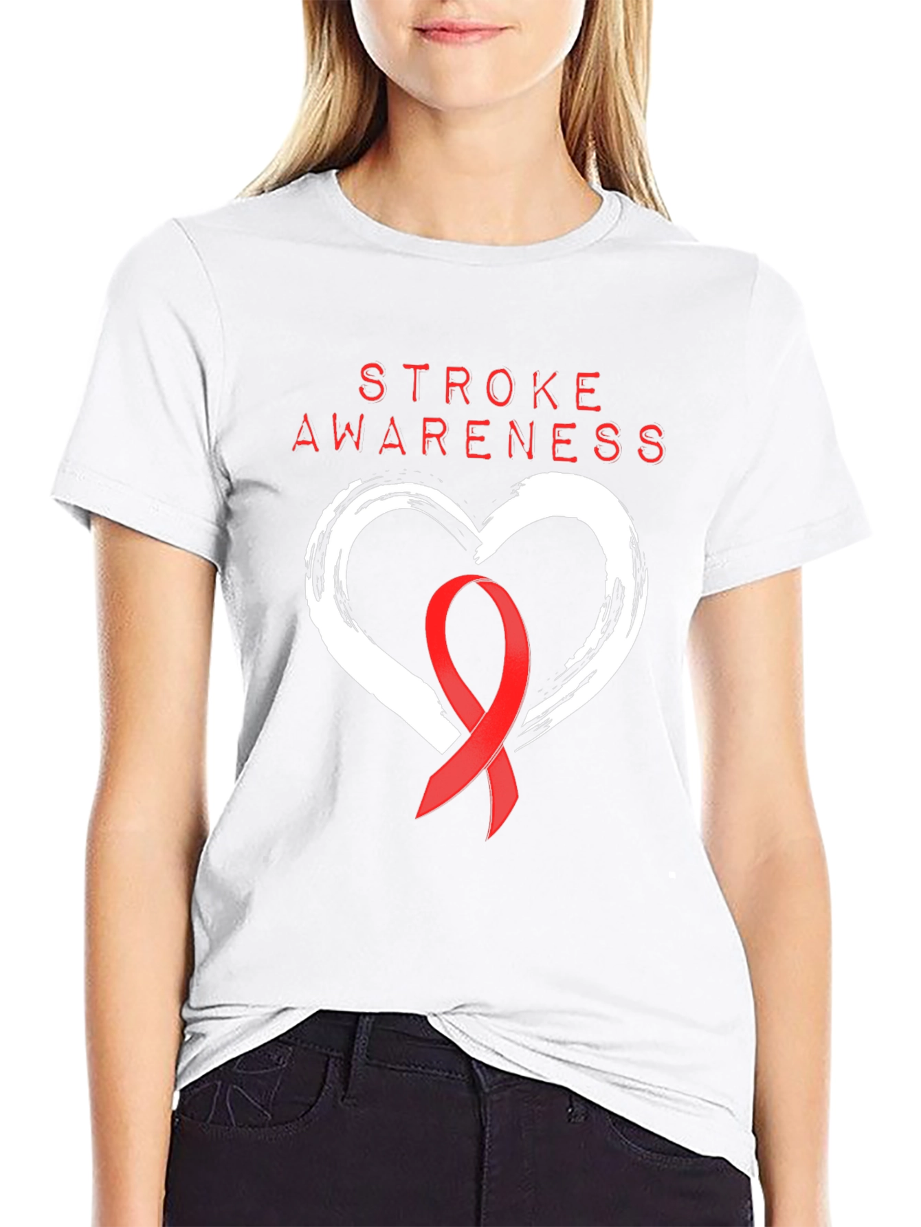 Stroke Awareness T-Shirt - Heart Ribbon Graphic