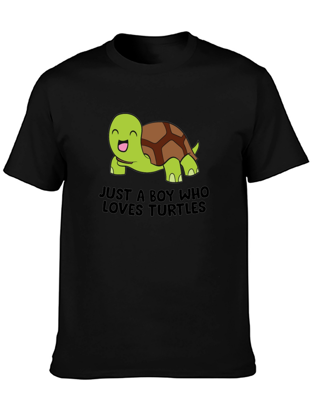 Boys Loves Turtles Graphic Tee - Black