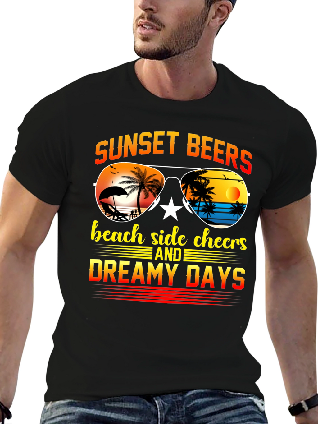 Sunset Beers Beach T-Shirt - Dreamy Days Tee