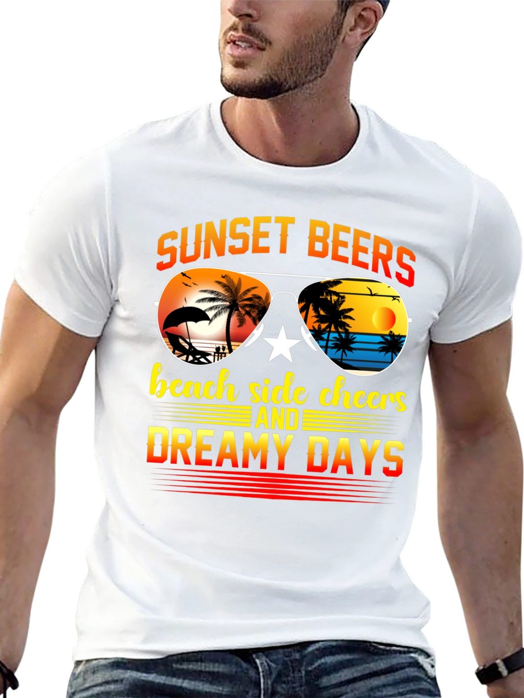 Sunset Beers Beach T-Shirt - Dreamy Days Tee