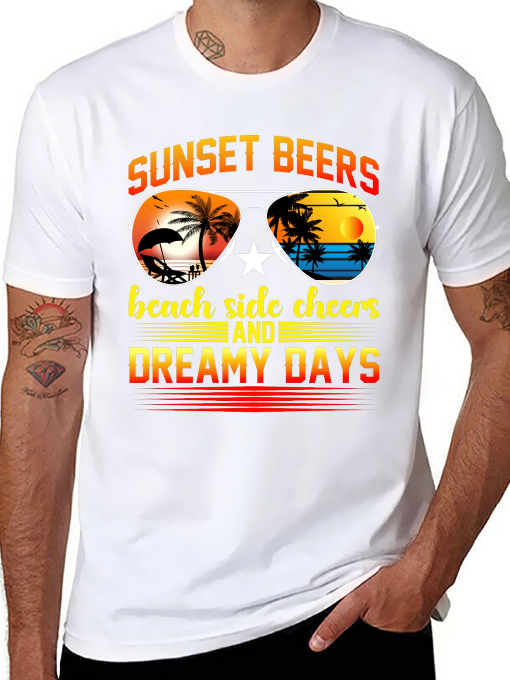 Sunset Beers Beach T-Shirt - Dreamy Days Tee