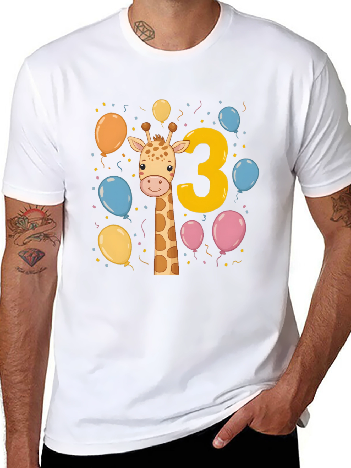 Giraffe 3rd Birthday Party T-Shirt