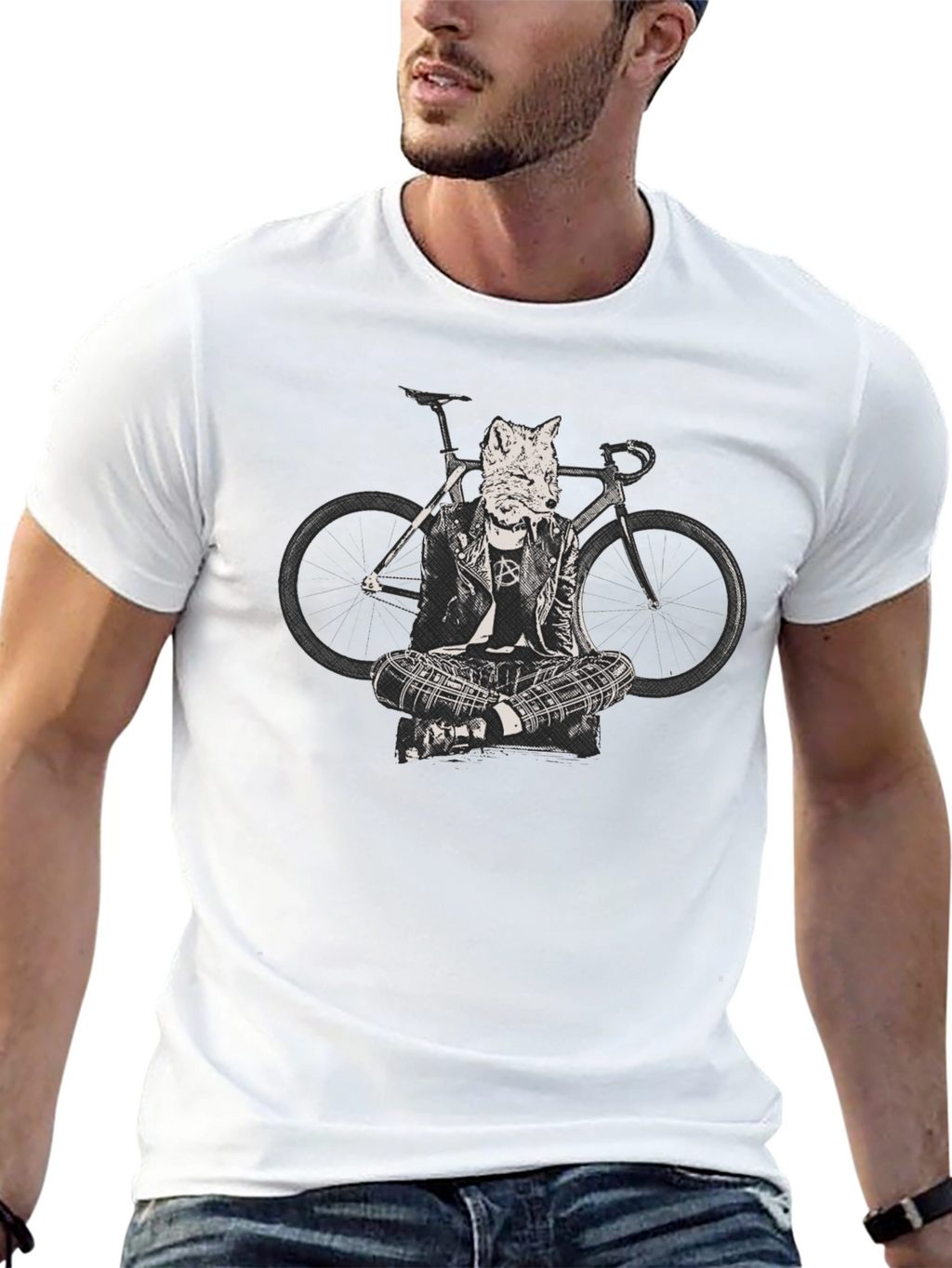 Fox Biker T-Shirt - Cool Animal Design