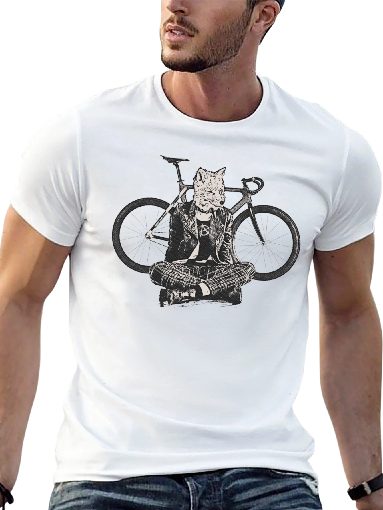 Fox Biker T-Shirt - Cool Animal Design