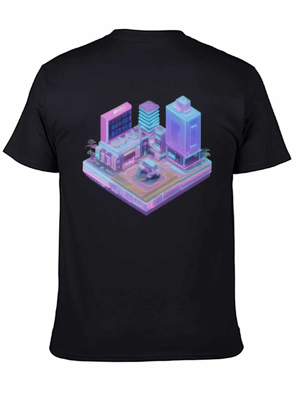 Cyberpunk City T-Shirt - Isometric Vaporwave Style
