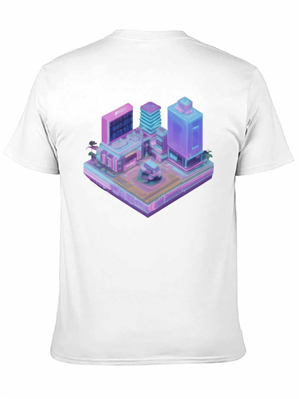 Cyberpunk City T-Shirt - Isometric Vaporwave Style