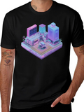 Cyberpunk City T-Shirt - Isometric Vaporwave Style