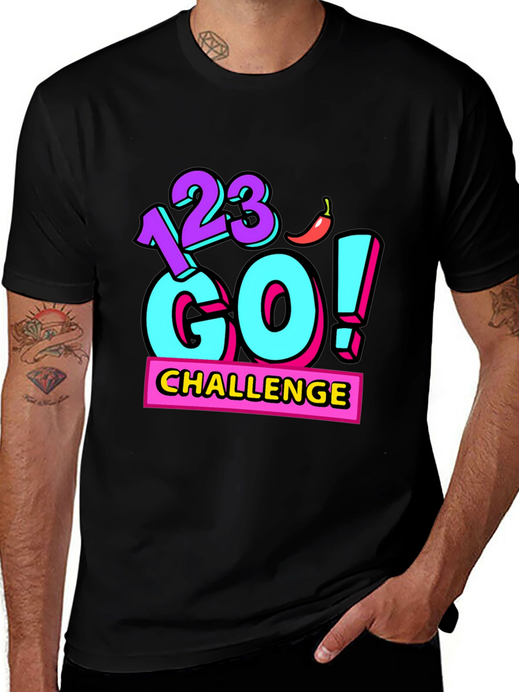 123 Go! Challenge Graphic Tee - Black Cotton Blend