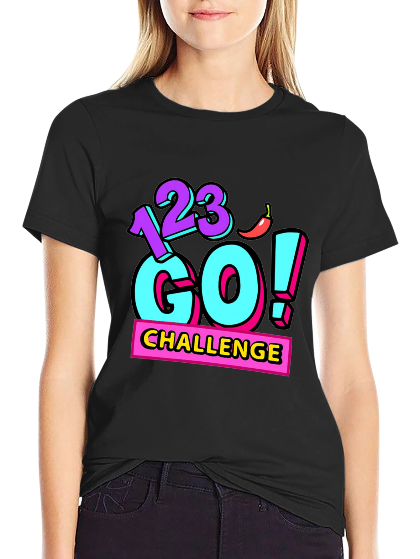 123 Go! Challenge Graphic Tee - Black Cotton Blend